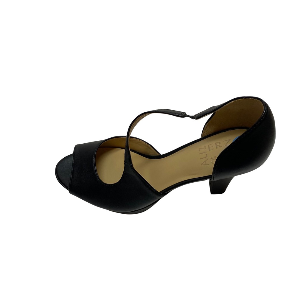Naturalizer Dillon Black Leather Peep‎ Toe Platform Pump Heels Womens 7.5M
